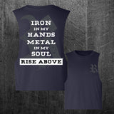 "IRON HANDS METAL SOUL" Women's Custom Cut Crop Muscle Tee